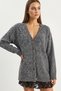 Women's V-Neck Oversize Boucle Knitwear Black Cardigan - 6