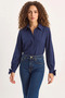 Women's Cuff Detailed Poplin Navy Blue Shirt - 7