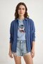 Women's Teddy Embroidered Crew Neck Basic t Shirt Baby Blue