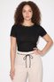 Women's Boat Neck Lace Detailed Soft Touch Black Blouse - 2