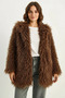 Women's Double Button Detailed Hooded Lined Tibetan Brown Coat
