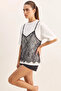 Women's Lace Detailed Layered Look Basic t Shirt White - 6
