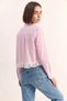 Women's Lace Detailed Striped Crop Pink Shirt - 6