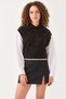 Women's Shirt Collar Openwork Knitwear Black Sweater - 4