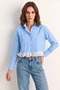 Women's Lace Detailed Crop Blue Shirt - 5