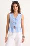 Women's V-Neck Bow Detailed Peplum Muslin Baby Blue Blouse