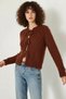 Women's Front-Tie Fringed Brown Cardigan - 4