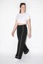 Women's Contrast Stripe Detailed High Waist Wide Leg Black Trousers - 6
