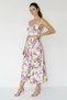Women's Floral Patterned Crop Blouse Button Detailed Midi Ecru Purple Skirt Set - 2