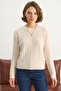 Women's Crew Neck Knitted Sweater in Cream