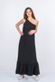 Women's Summer Black Valeska Premium Muslin Fabric One-Shoulder Dress 50417