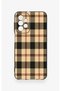 Samsung A23 Compatible Cream Plaid Patterned Silicone Case - 2