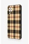 Samsung A12 Compatible Cream Plaid Patterned Silicone Case - 4