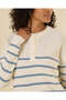 Women Blue Striped Henley Pullover - 4