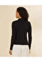 Women Black Shoulder Button Detail Pullover - 3