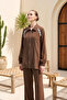 Signora Top with Stone Detail and Trouser Set 5243 Brown