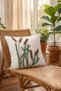 Botanical Reed and Thatch Pattern Embossed Punch Embroidered Tasseled Cotton Decorative Throw Pillow Cover 42X42 cm - 7