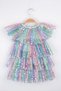 Le Mabelle Girls' Tulle Dress Star Printed Multi-Colored - 3