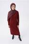 Trendy Stripe Detailed Raglan Sleeve Full Fit Cold Yarn Full Length Knitwear Dress-130 cm