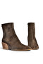 Z654037561 Brown Genuine Leather Suede Low Heel Western Women's Boots - 8