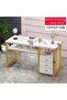 Manicure Table Nail Desk, Beauty Salon Nail Table with 3 Storage Drawers, Manicure Desk Workstation for Nail Tech Marbling Texture Home Makeup Beauty Salon Equipment, 100*40*76cm - 5