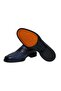 Dark Blue Color Laceless Genuine Leather Men's Shoes - 3