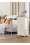 4-Drawer Dresser Vertical Storage Tower Fabric Dresser for Bedroom, Hallway, Entryway, Closet Organizer, Nightstand Bedside Table Furniture,Wooden Top,White