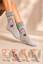 Women's Patterned Curly Terry Socks 4-Piece Socks