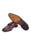 Burgundy Color Laceless Genuine Leather Men's Shoes - 3