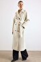 Oversize Low Sleeve Double Breasted Coat Beige Melange 3173 - 6