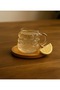Set of 6 Grape Glasses with Handles, Bubble Glasses, Shot Glasses, Coffee Side Presentation Glasses with Mini Bamboo Base - 2