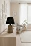 Jüt Modern Bohemia Table Lamp (Stone Body)(Black Conical Lampshade)
