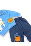 Baby Boy Seasonal 2 Thread Elephant and Lion Printed 1-2-3-4 Years Old 2-Piece Top and Bottom Tracksuit Set - 5