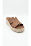 Tan Women's Genuine Leather Heeled Slippers 617.3318 - 2