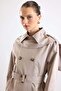 Detachable Scarf Water-Repellent Trench Coat Taş 6887 - 2