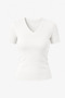 Organic Cotton White Women's Ribbed V-Neck T-Shirt - 4