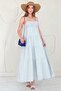 Blue Straps Piece Striped Muslin Dress