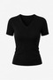 Organic Cotton Black Women's Ribbed V-Neck T-Shirt - 4