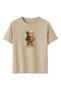 Women's Stone Lighted Teddy Bear Printed T-Shirt 100% Cotton Comfortable Fit - 2