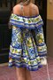 Blue Lemon Patterned Dress - 8616 - 6