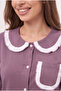 Women's Italian Bamboo Baby Collar Ruffled Chest Pocket Detailed Front Buttoned Pajama Set - 3