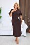 Plus Size Linen Fabric Dress with Side Lace Detail - 5