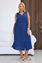 Plus Size Linen Fabric Dress with Side Lace Detail - 5