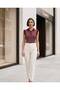 Women's Striped Polo Collar Buttoned Sleeveless Knitwear Blouse