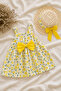 Baby Girl Dress with Lemon Patterned , Bow Detail, and Straw Hat (1-5 Years) - 3