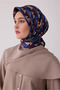 Blue Geometric Pattern 100% Twill Silk Scarf 4406-34 - 2