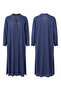 Merwish Buttoned Long Linen Shirt 1794 Navy Blue - 4