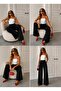 Women's Three-Pleated Comfortable Fit Double Fabric Palazzo Trousers - 5