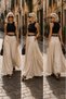 Women's white flowy trousers skirt high waist belted loose fit - 3