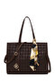Women's Brown Printed Classic Shoulder Bag Wb500012Sb
